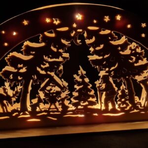 Handgefertigter Schwibbogen “Winterliche Waldidylle” mit Beleuchtung