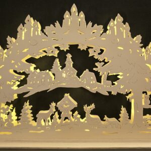 Grosser, handgefertigter Lichterbogen mit detaillierter Dorfszene – LED-Beleuchtung